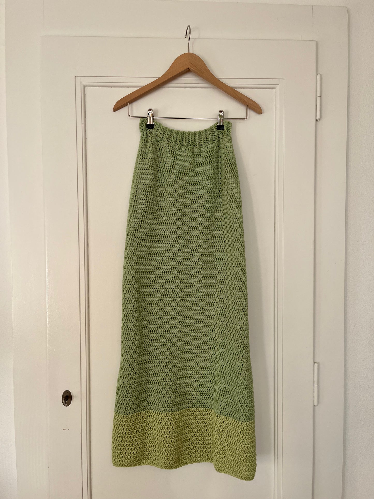 Pistachio crochet maxi skirt